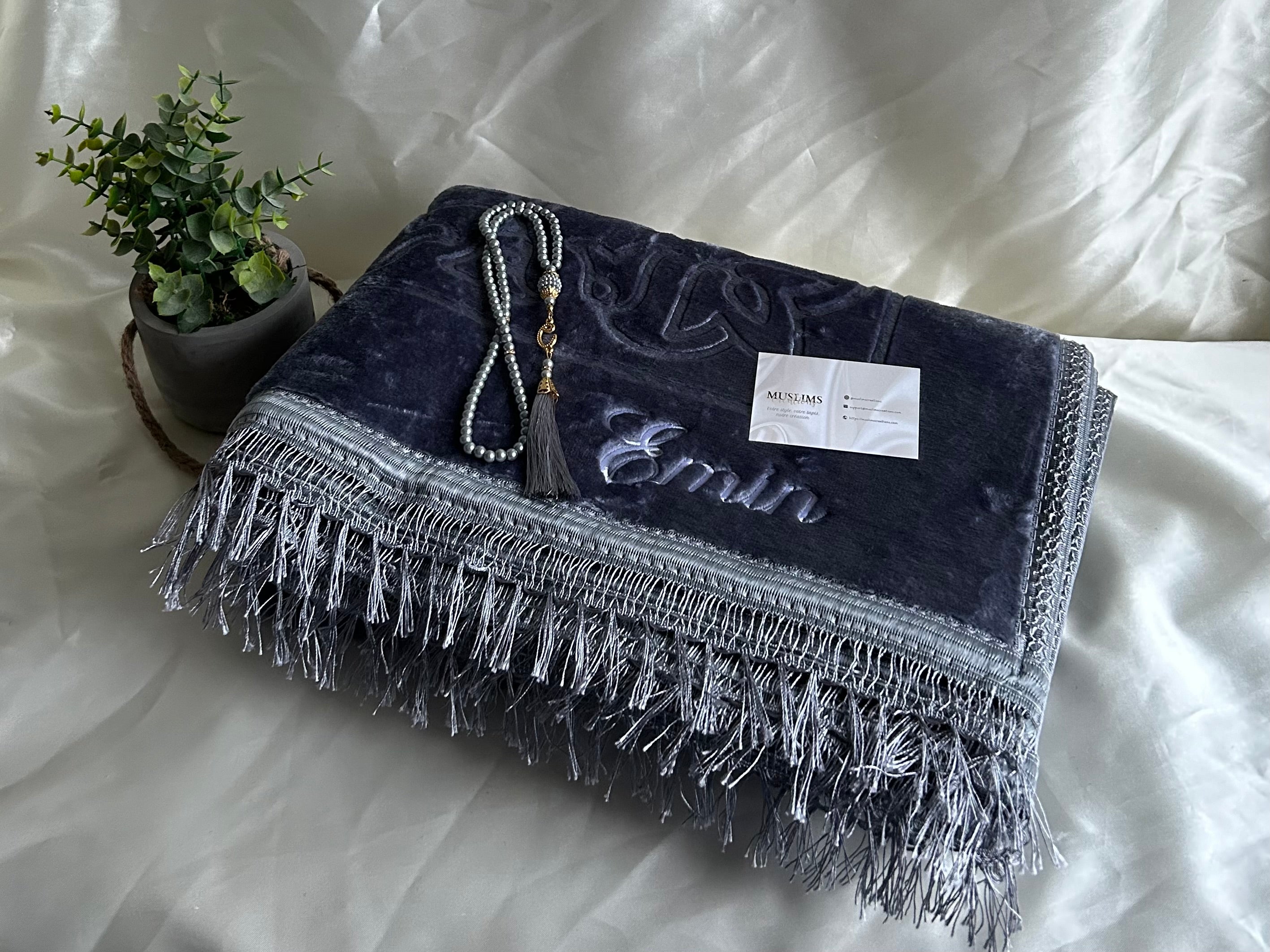 Tapis de prière épais gris personnalisable