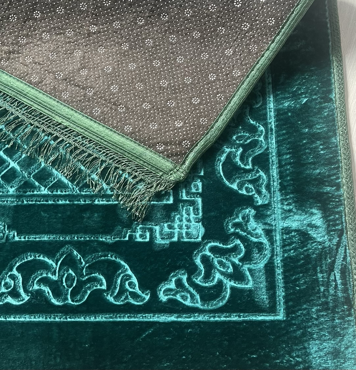 Tapis de prière épais vert personnalisable