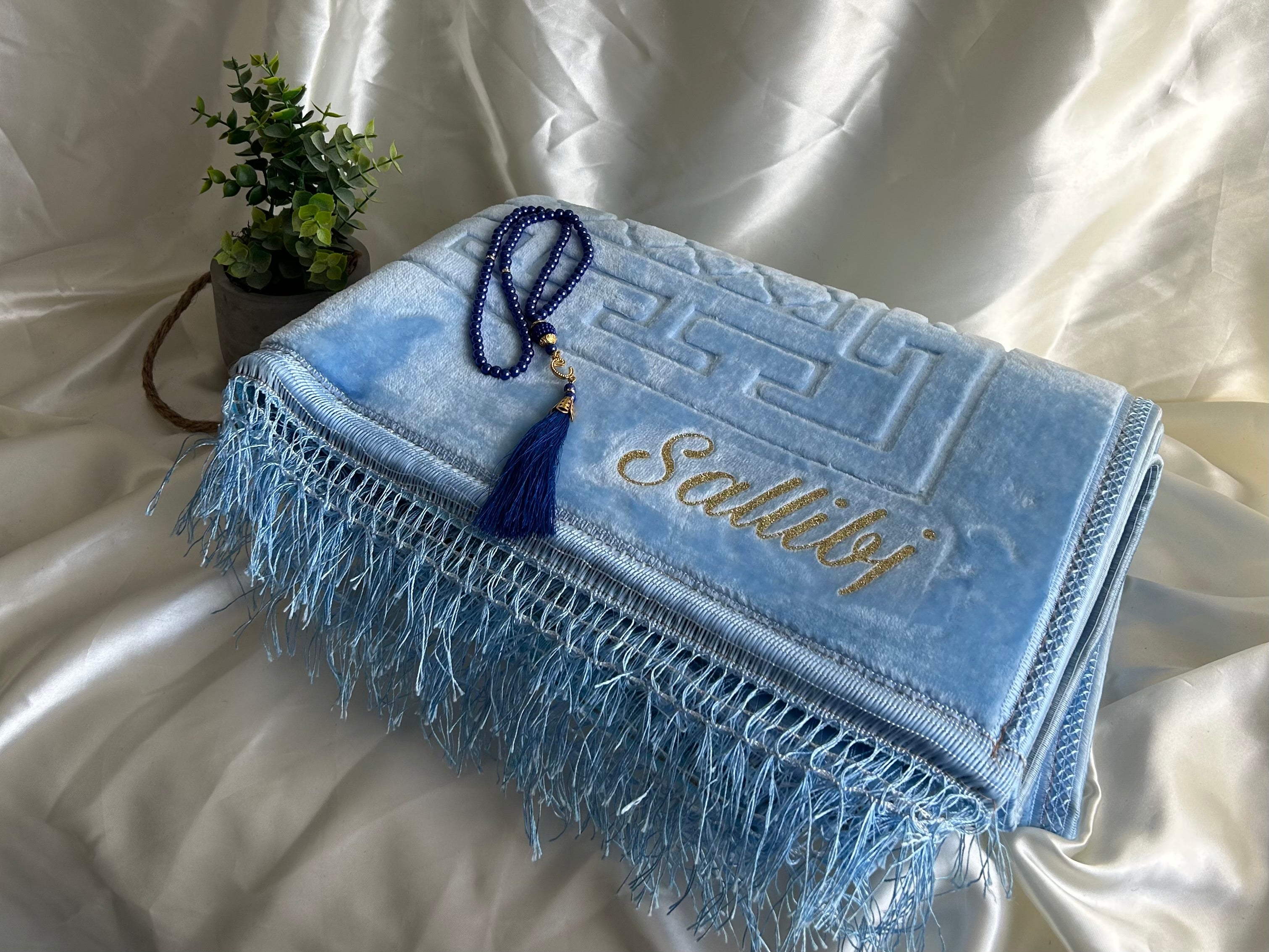 Tapis de prière épais bleu ciel personnalisable