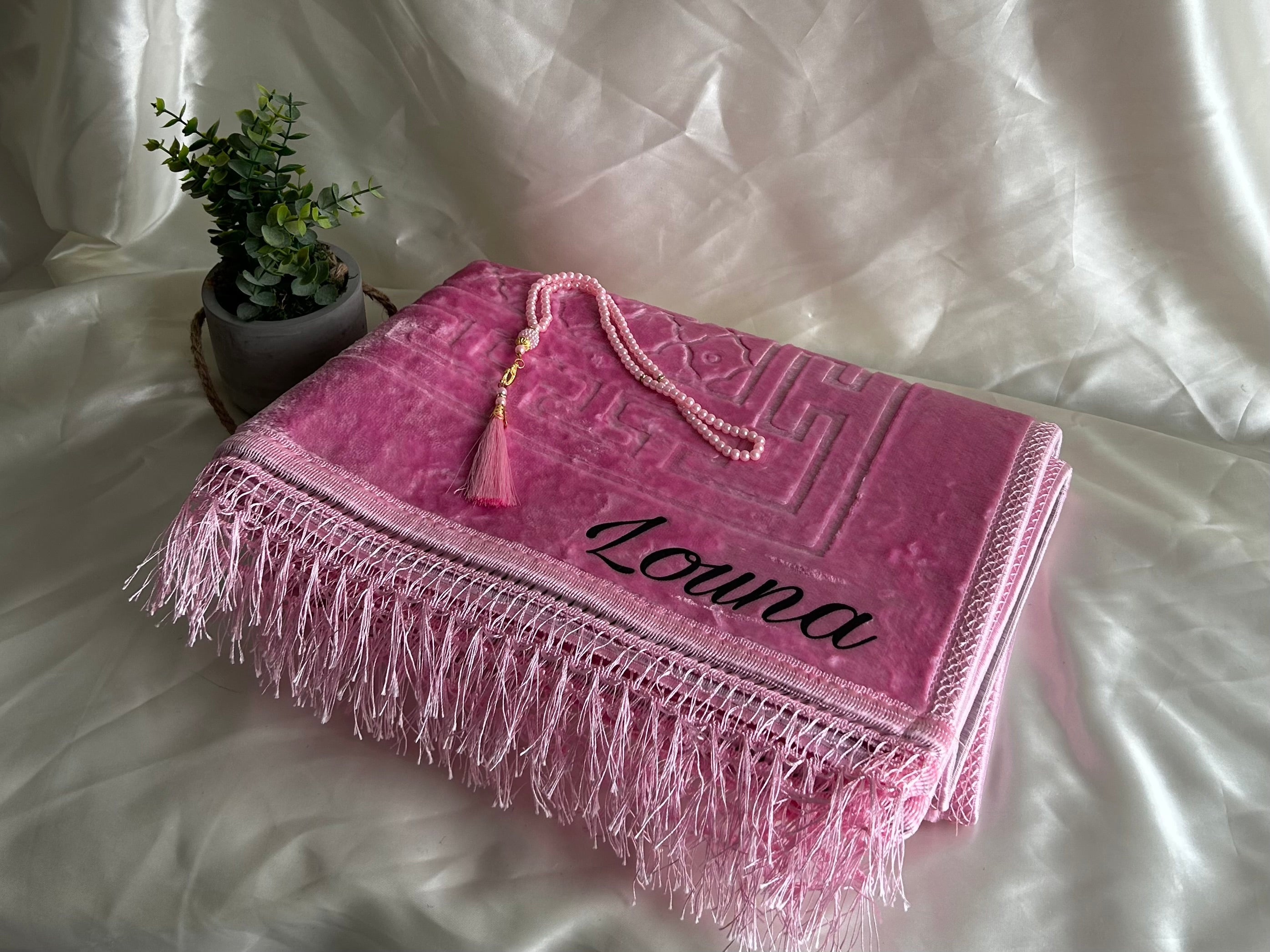 Tapis de prière épais rose personnalisable
