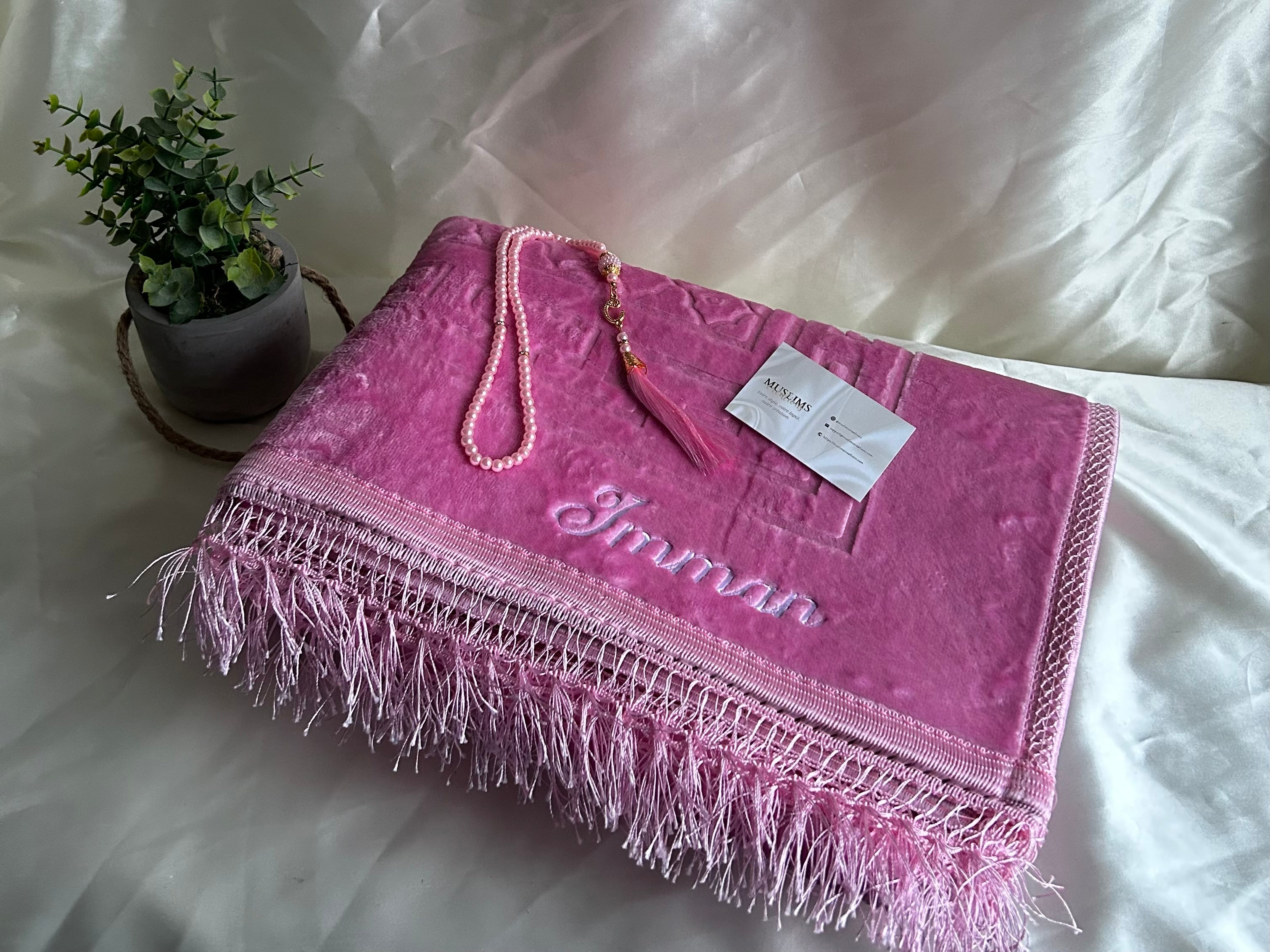 Tapis de prière épais rose personnalisable