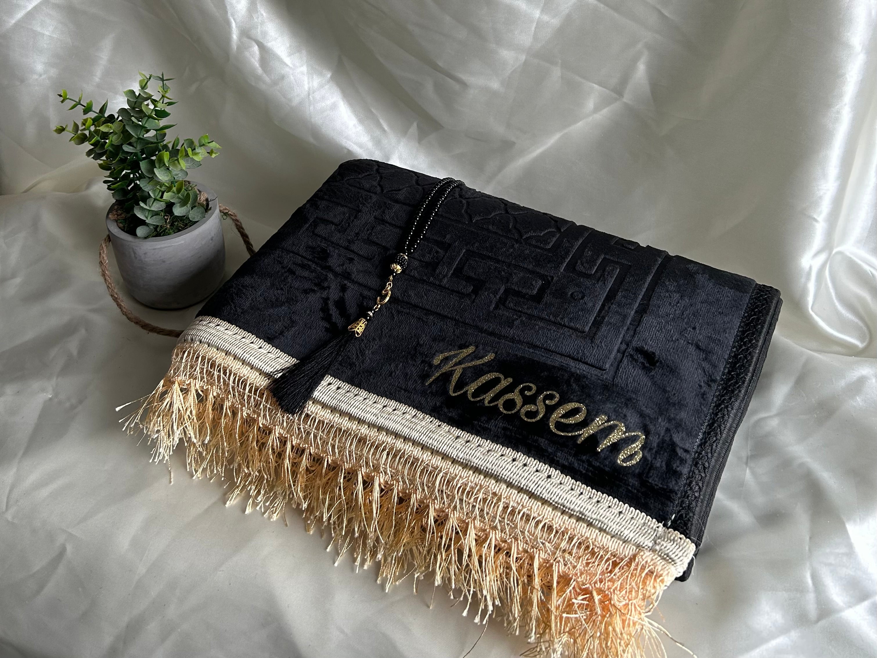 Tapis de prière épais noir personnalisable