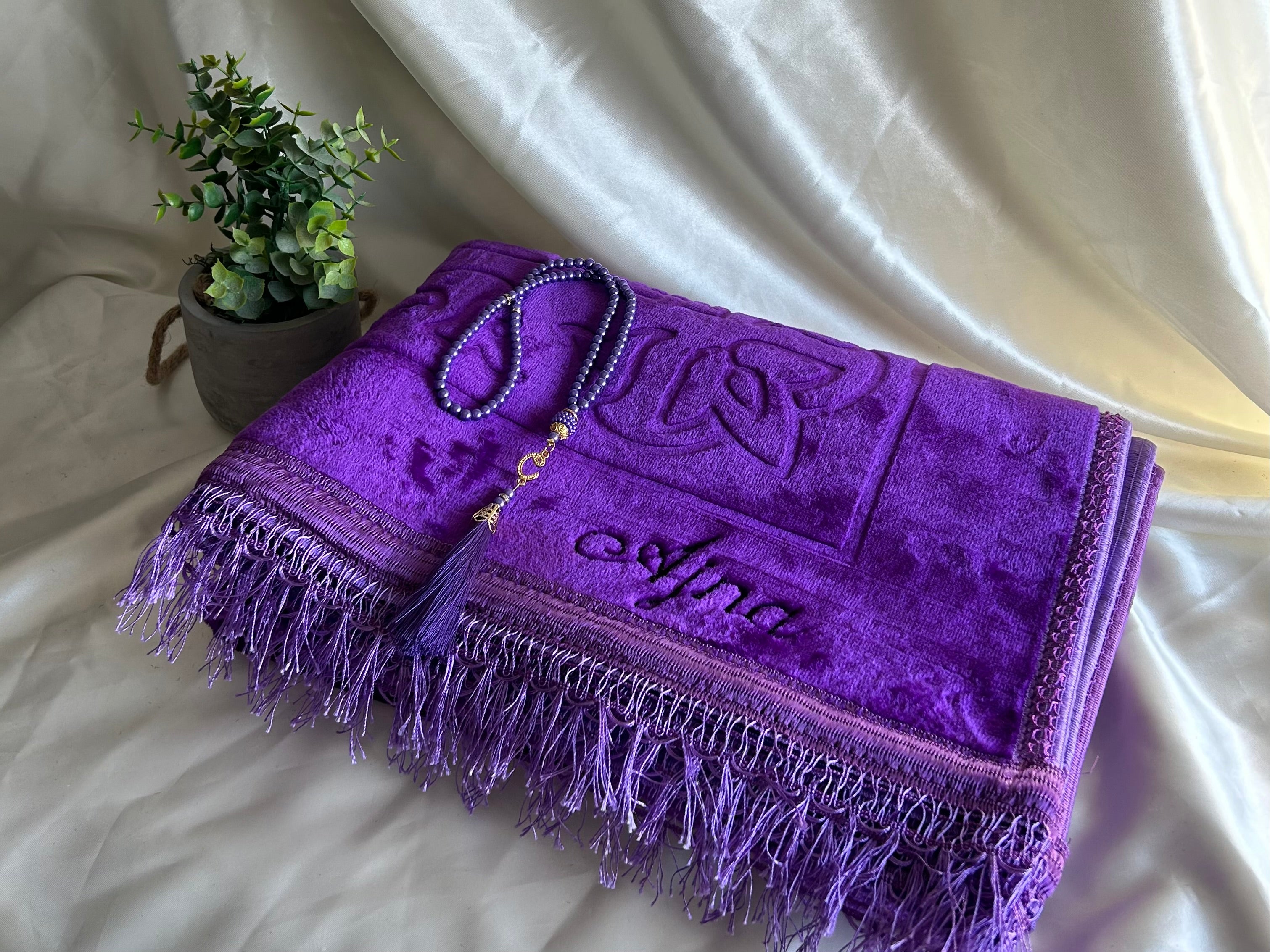 Tapis de prière épais violet personnalisable