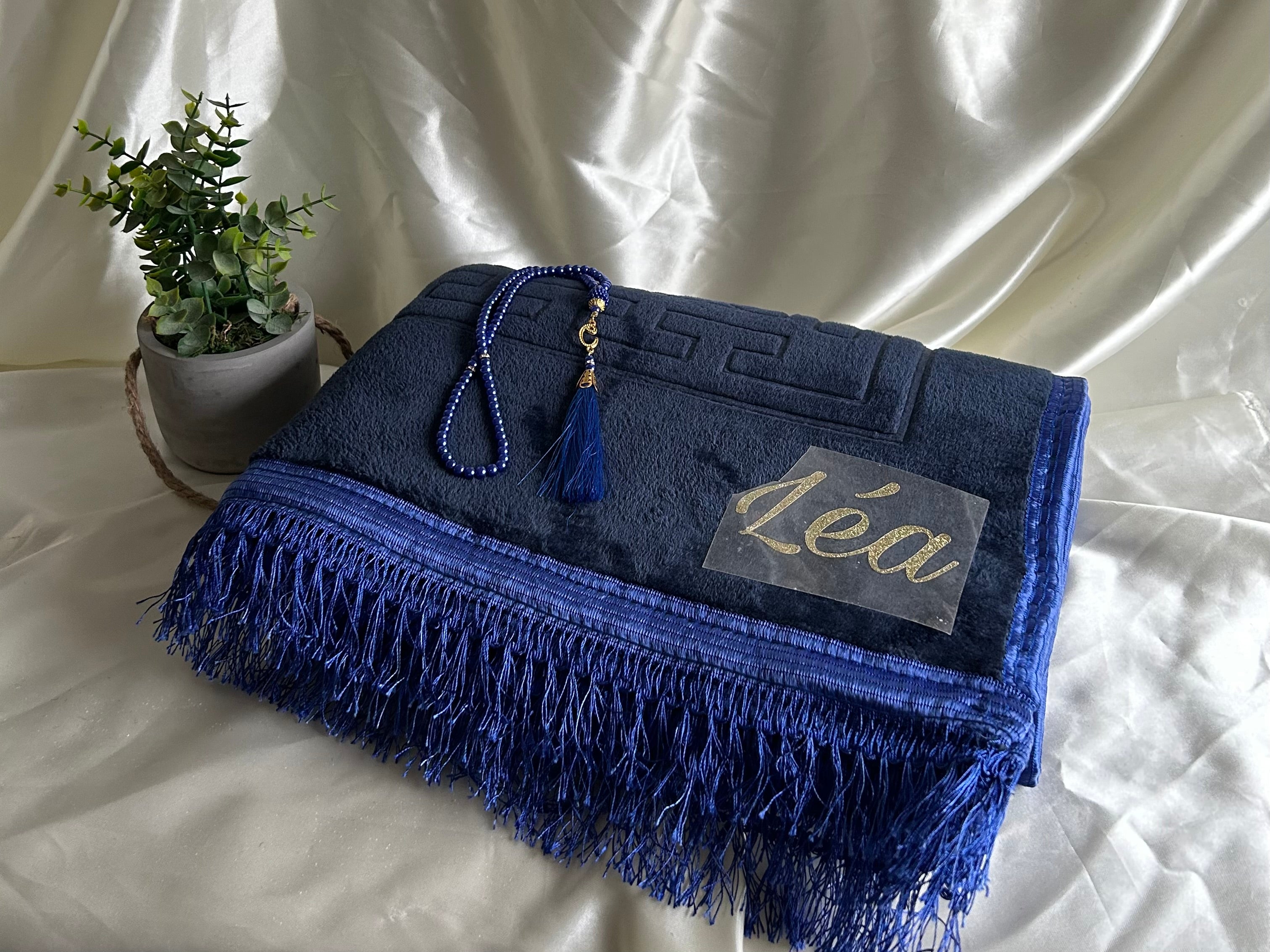 Tapis de prière épais bleu foncé personnalisanle