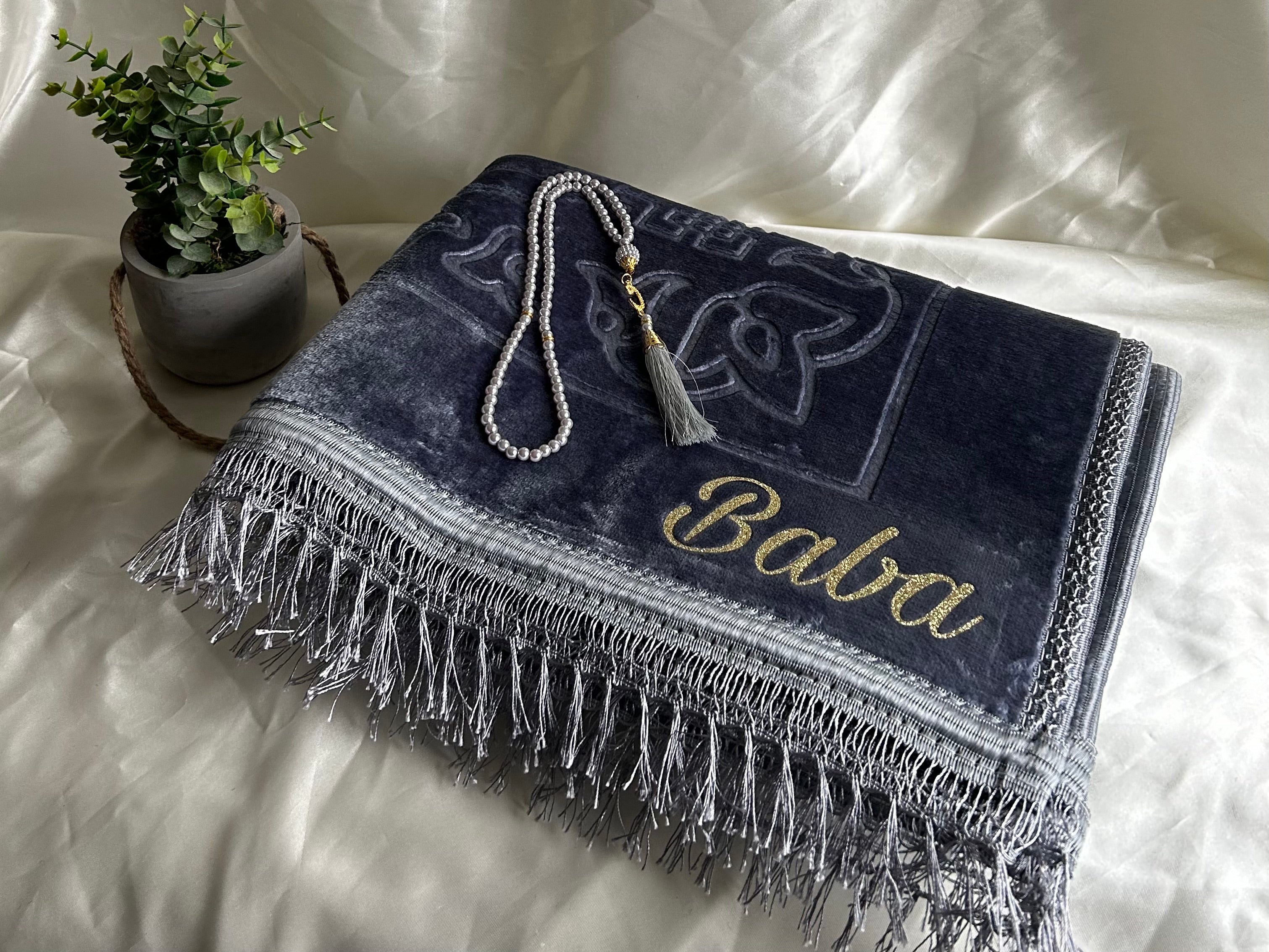 Tapis de prière épais gris personnalisable