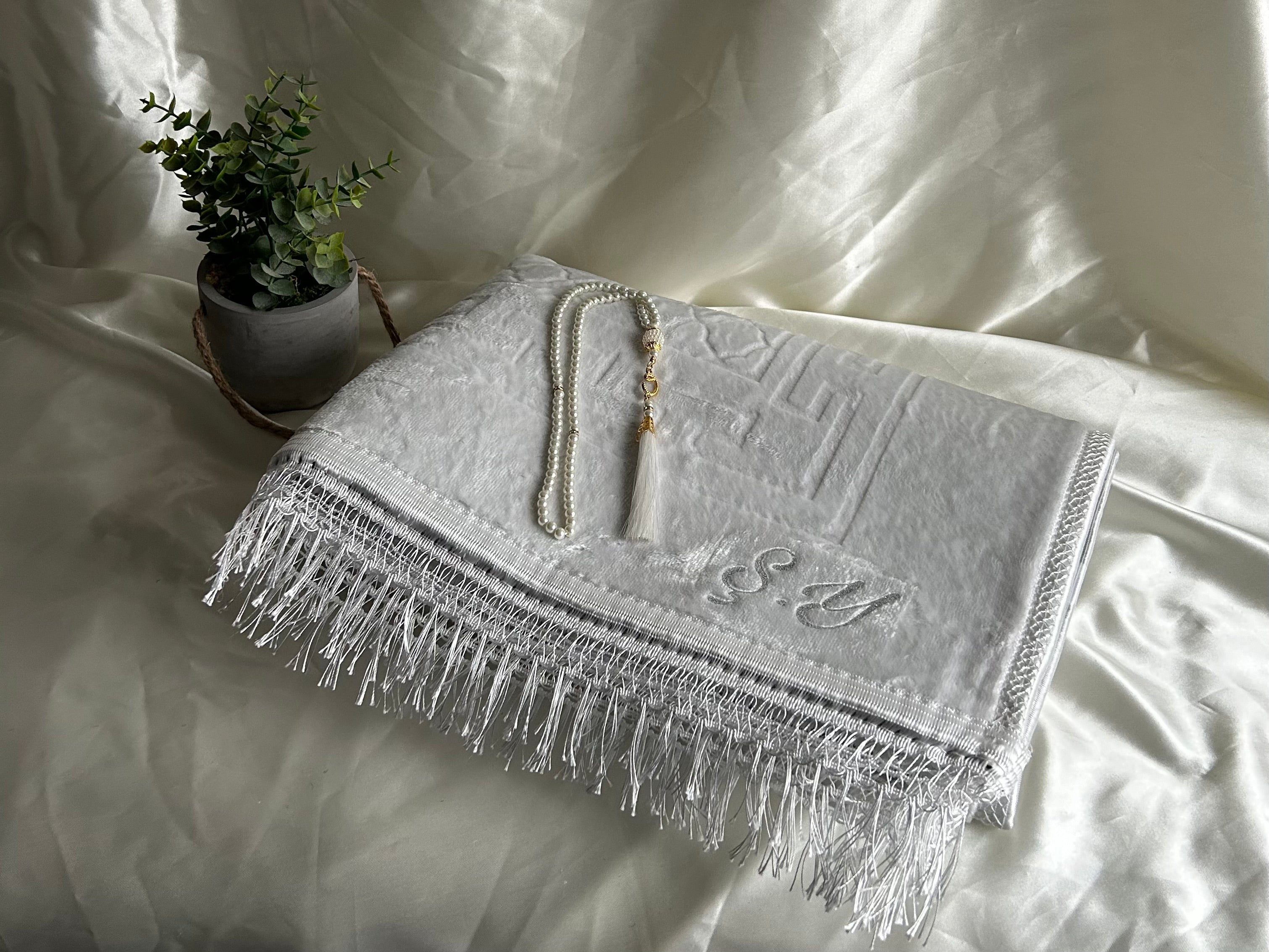 Tapis de prière épais blanc personnalisable