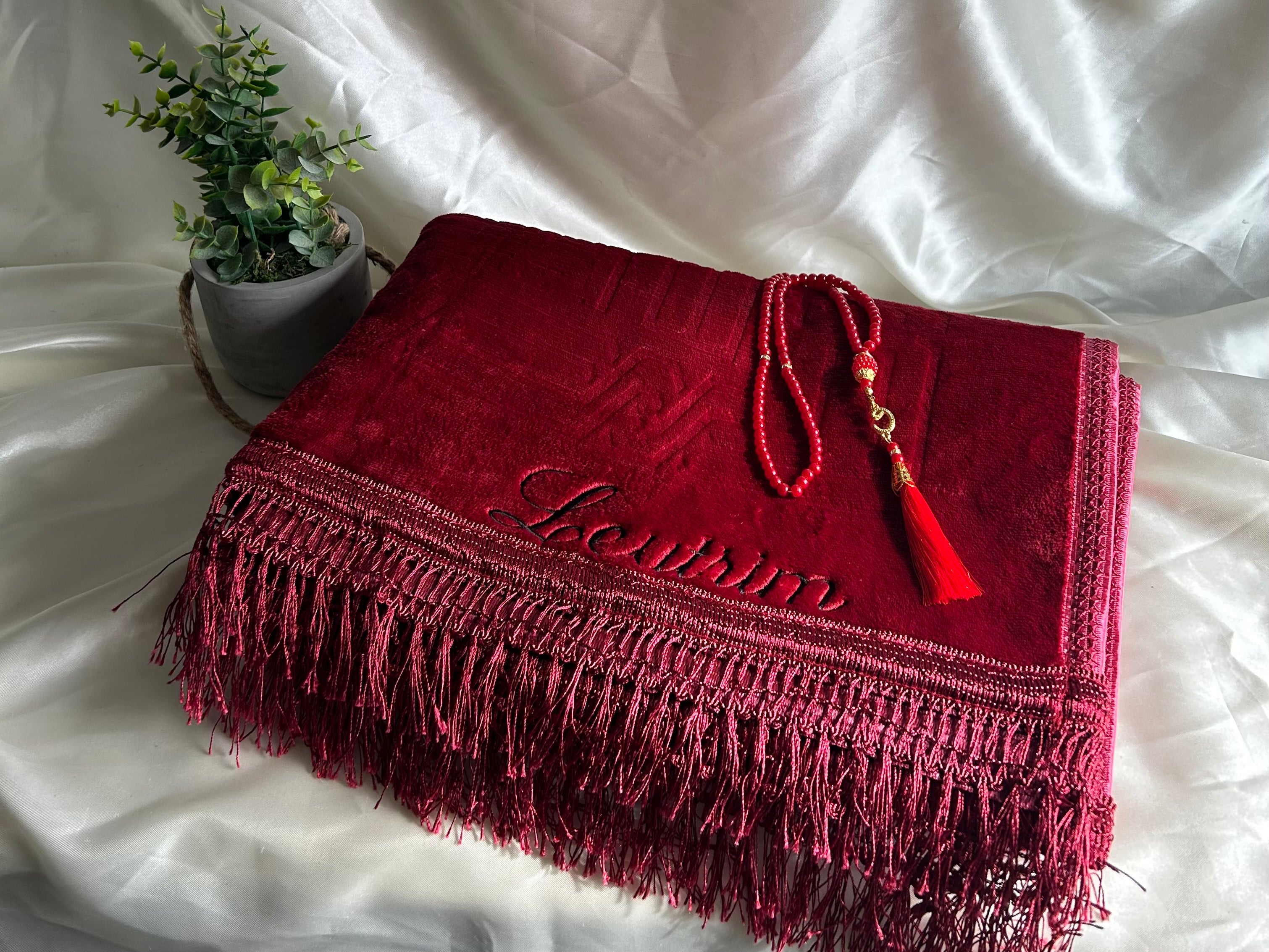 Tapis de prière épais rouge personnalisable