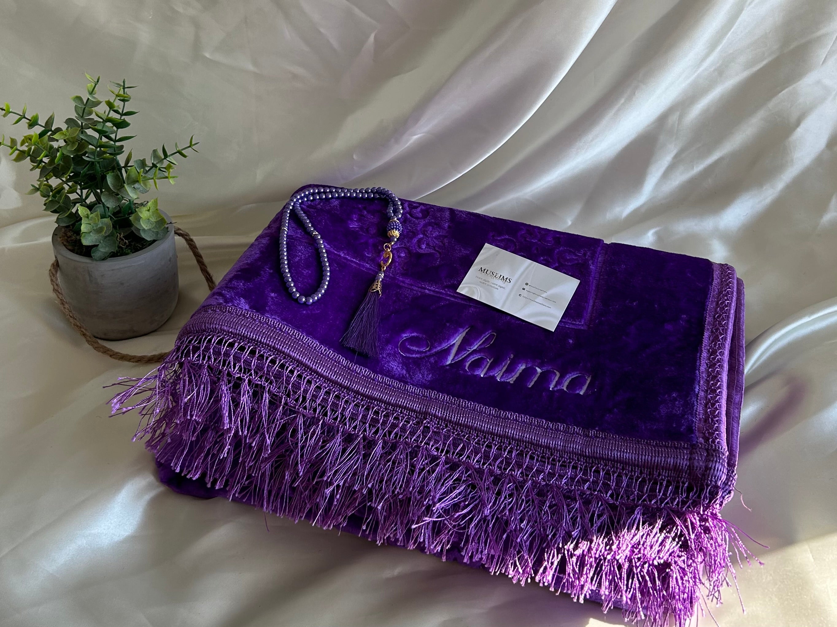 Tapis de prière épais violet personnalisable