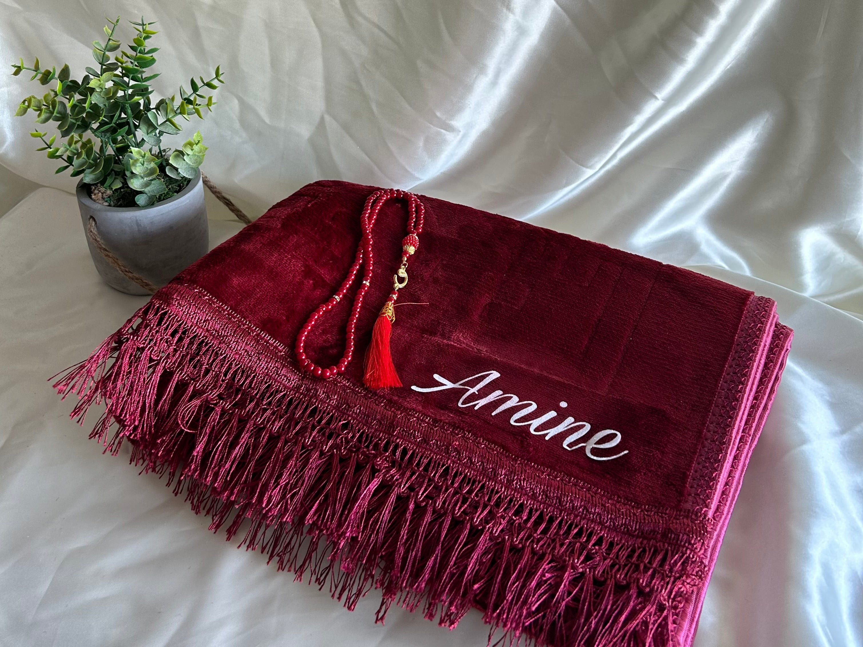 Tapis de prière épais rouge personnalisable
