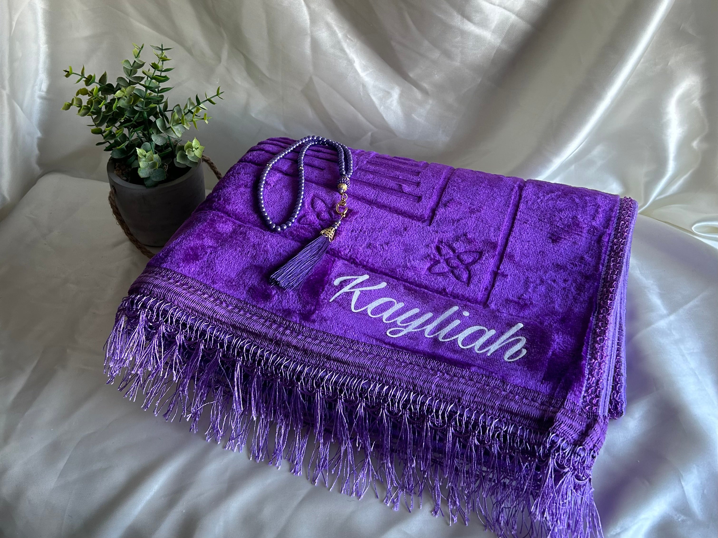 Tapis de prière épais violet personnalisable