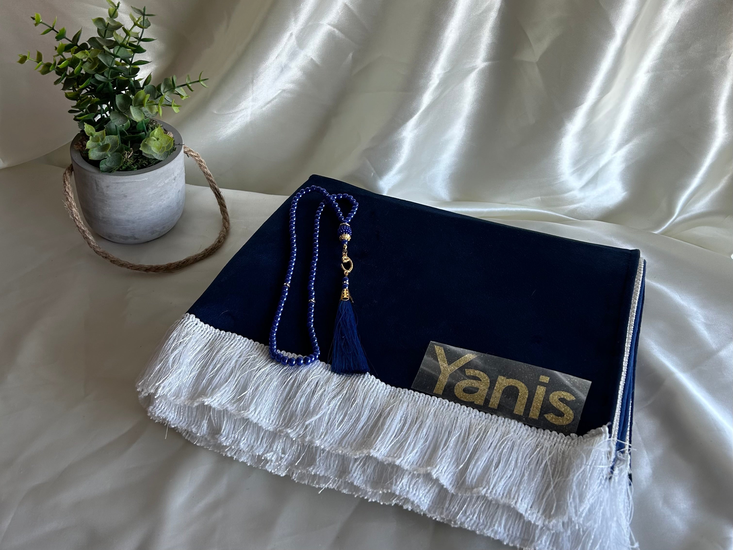 Tapis de prière fin bleu roi