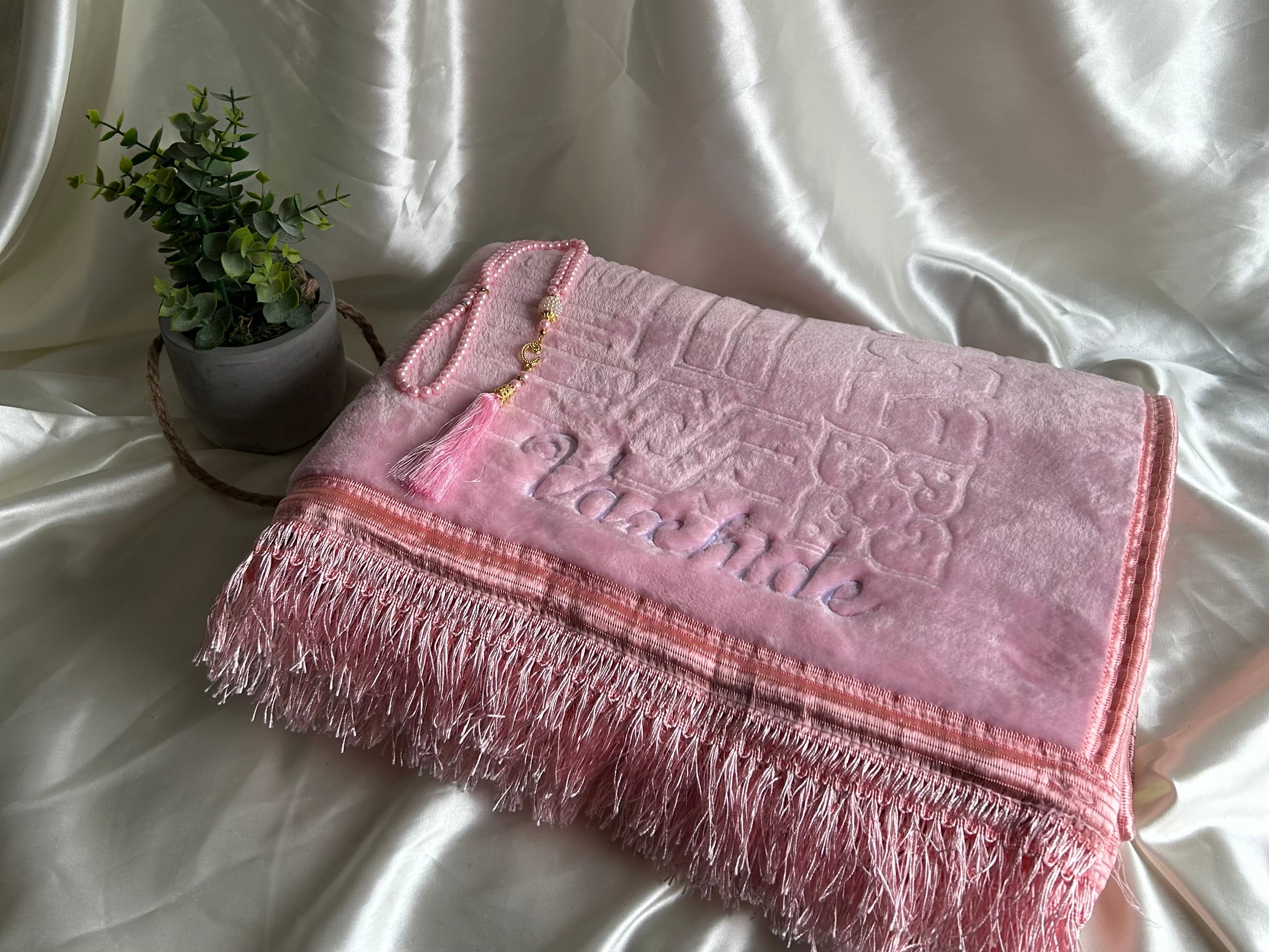 Tapis de prière rose bonbon personnalisable