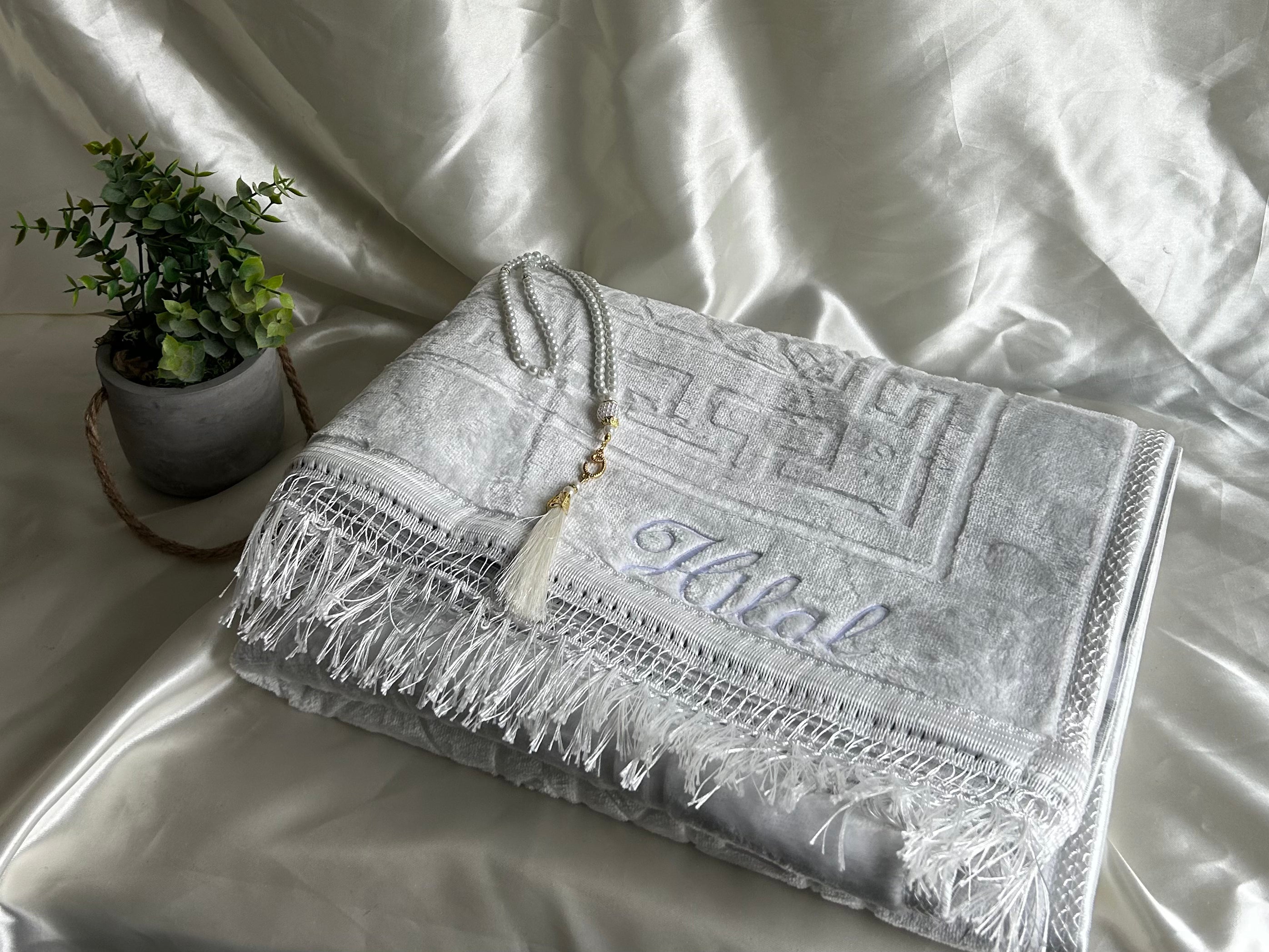 Tapis de prière épais blanc personnalisable
