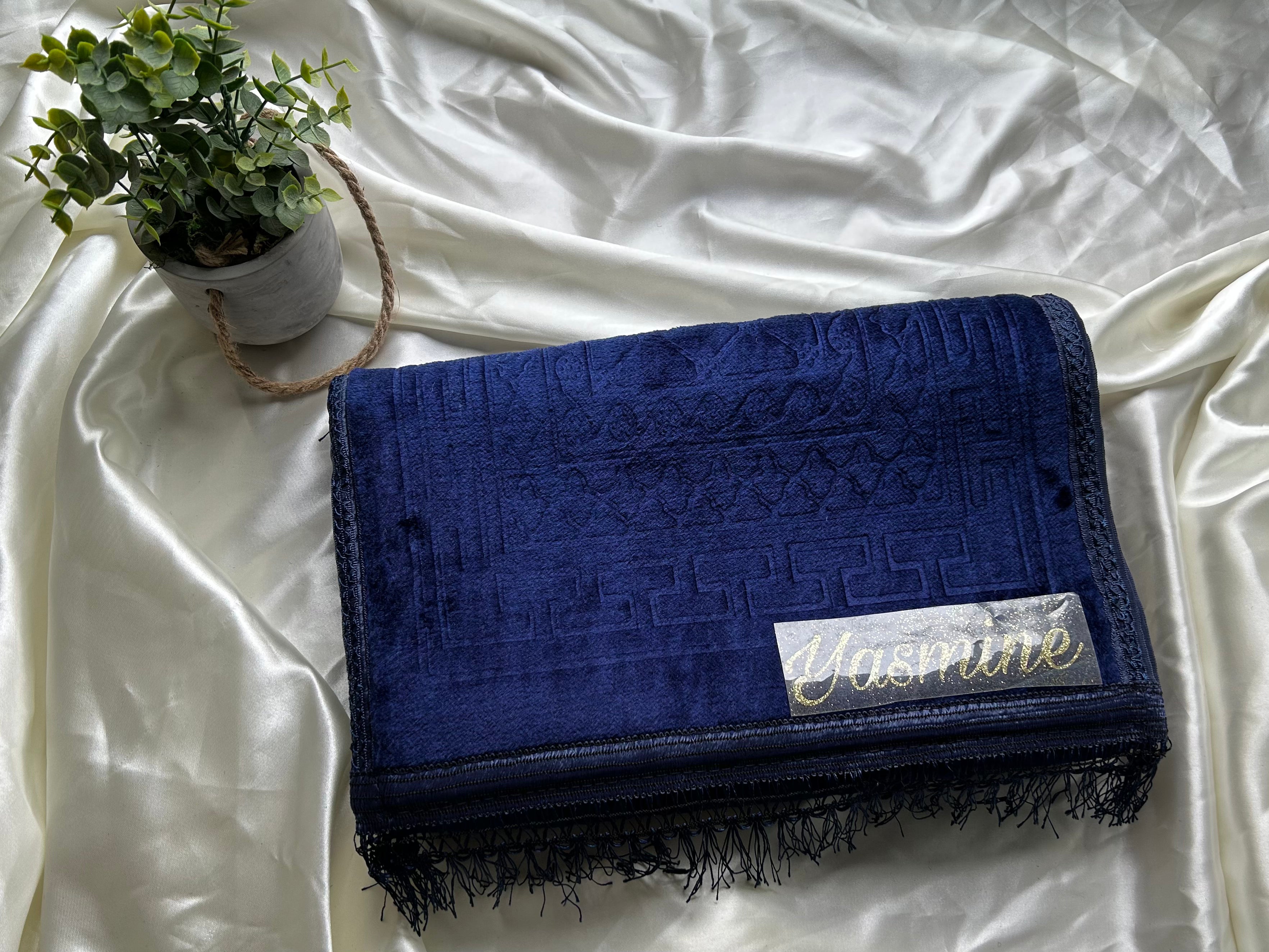Tapis de prière épais bleu pour enfant personnalisable