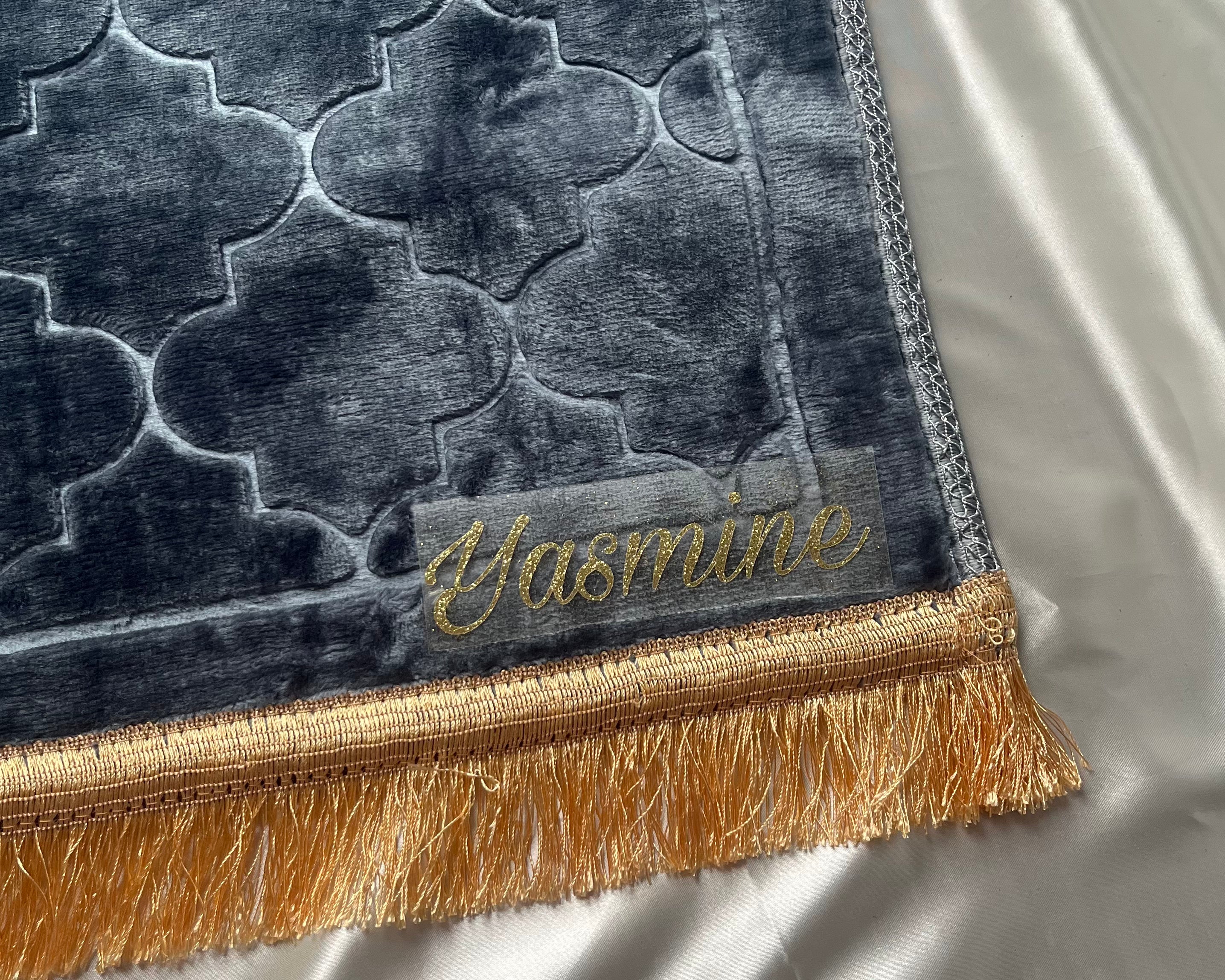 Tapis de prière en dôme de luxe gris personnalisable