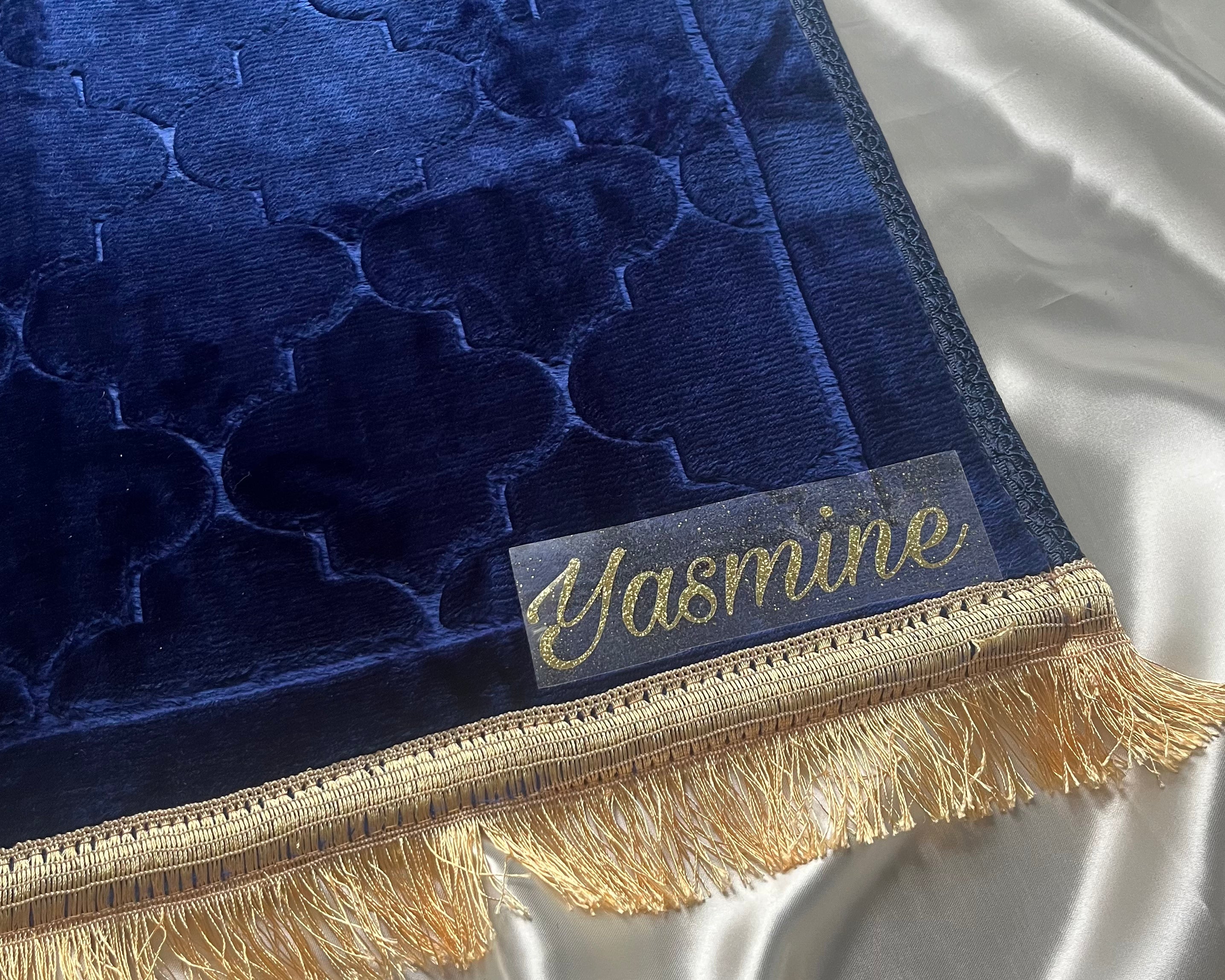 Tapis de prière dôme de luxe bleu nuit personnalisable