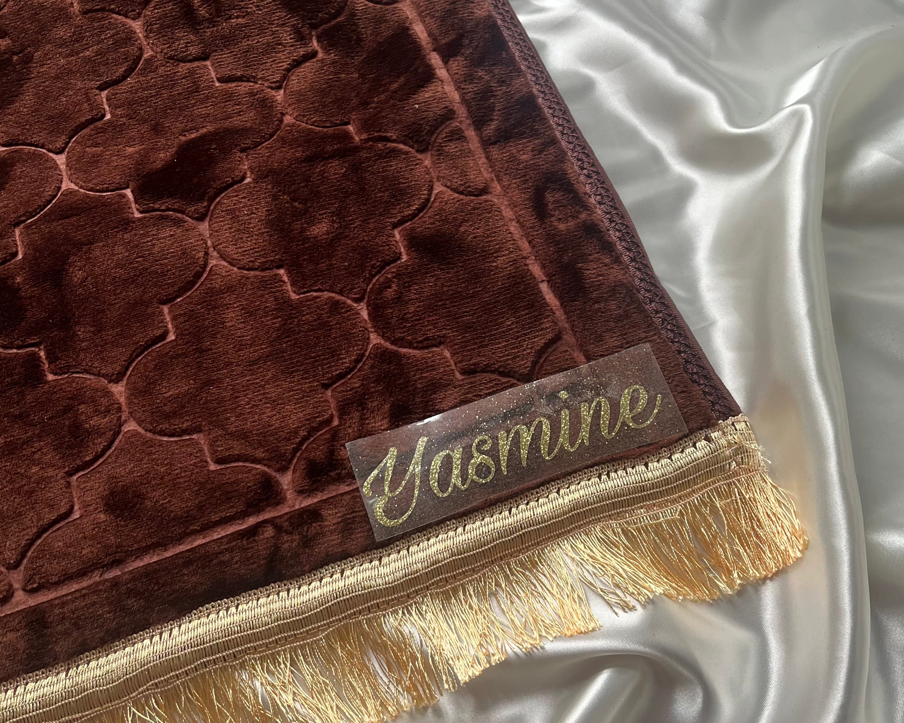 Tapis de prière dôme de luxe marron personnalisable
