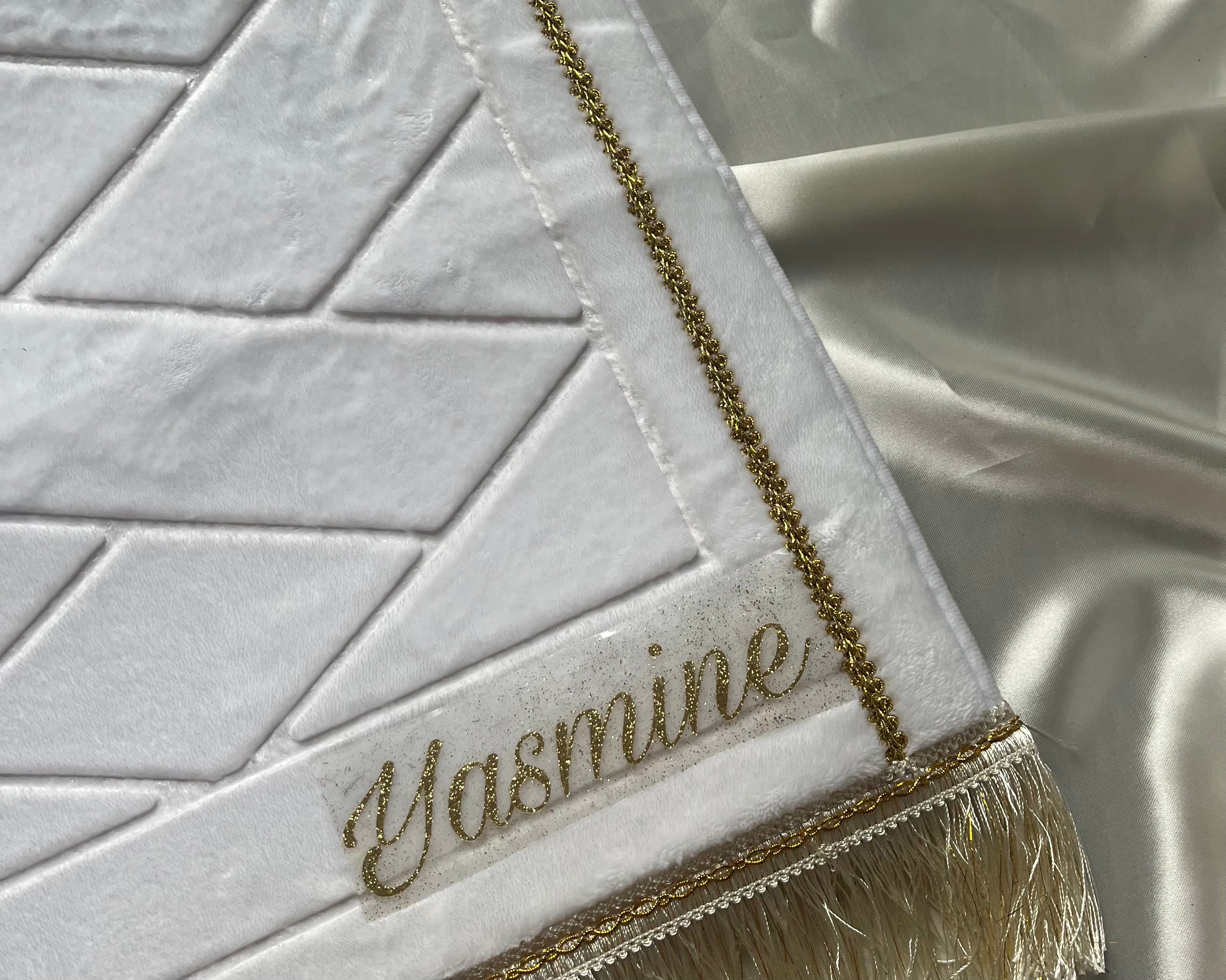 Tapis de prière blanc coquillage personnalisable