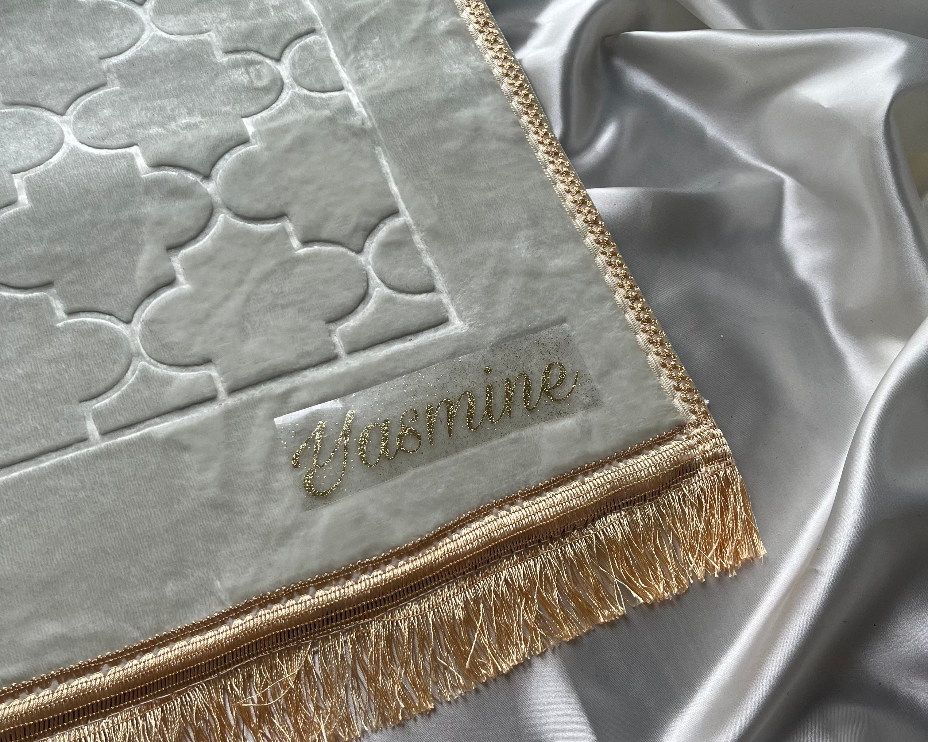 Tapis de prière blanc cassé en dôme de luxe XXL personnalisable