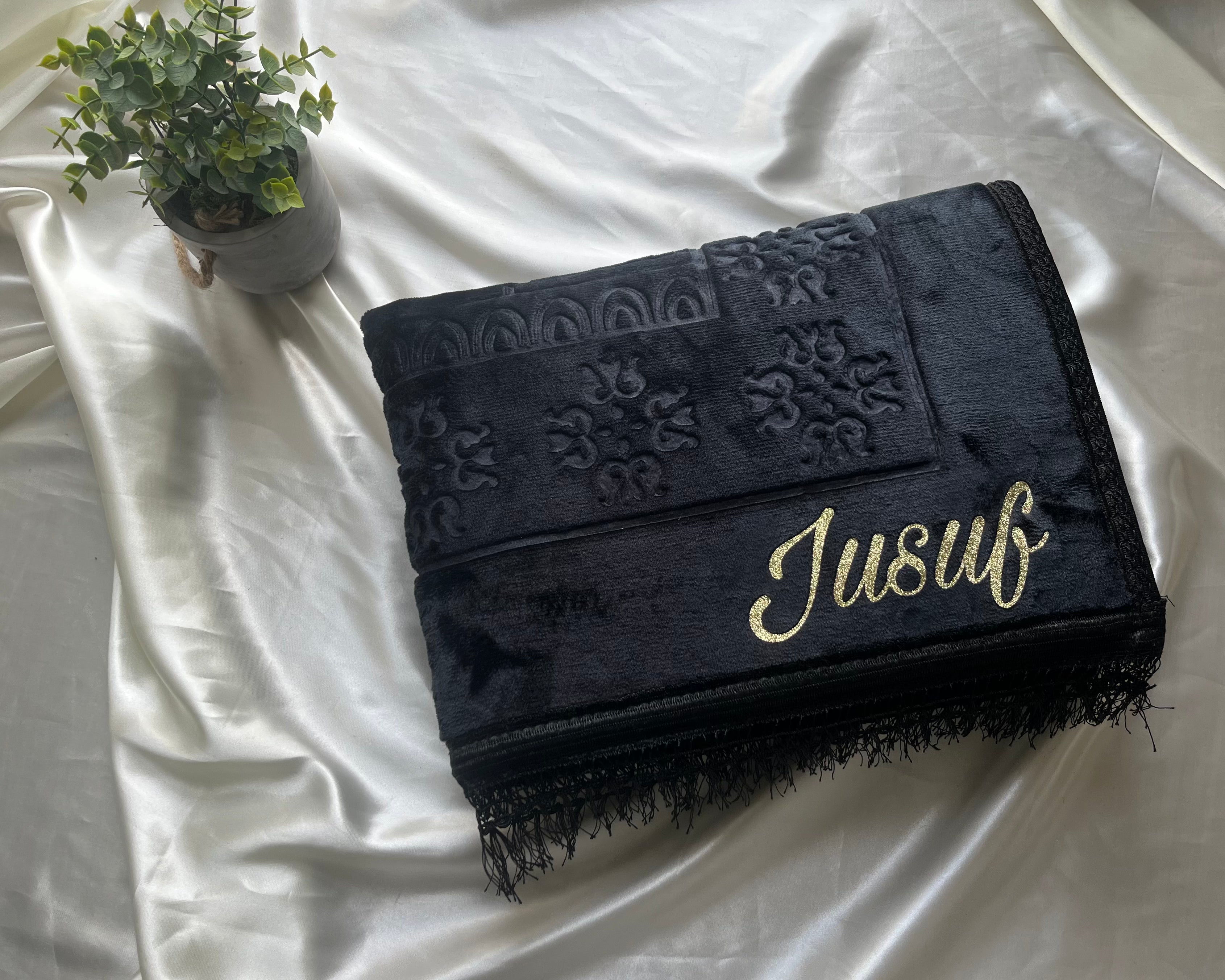Tapis de prière épais noir personnalisable