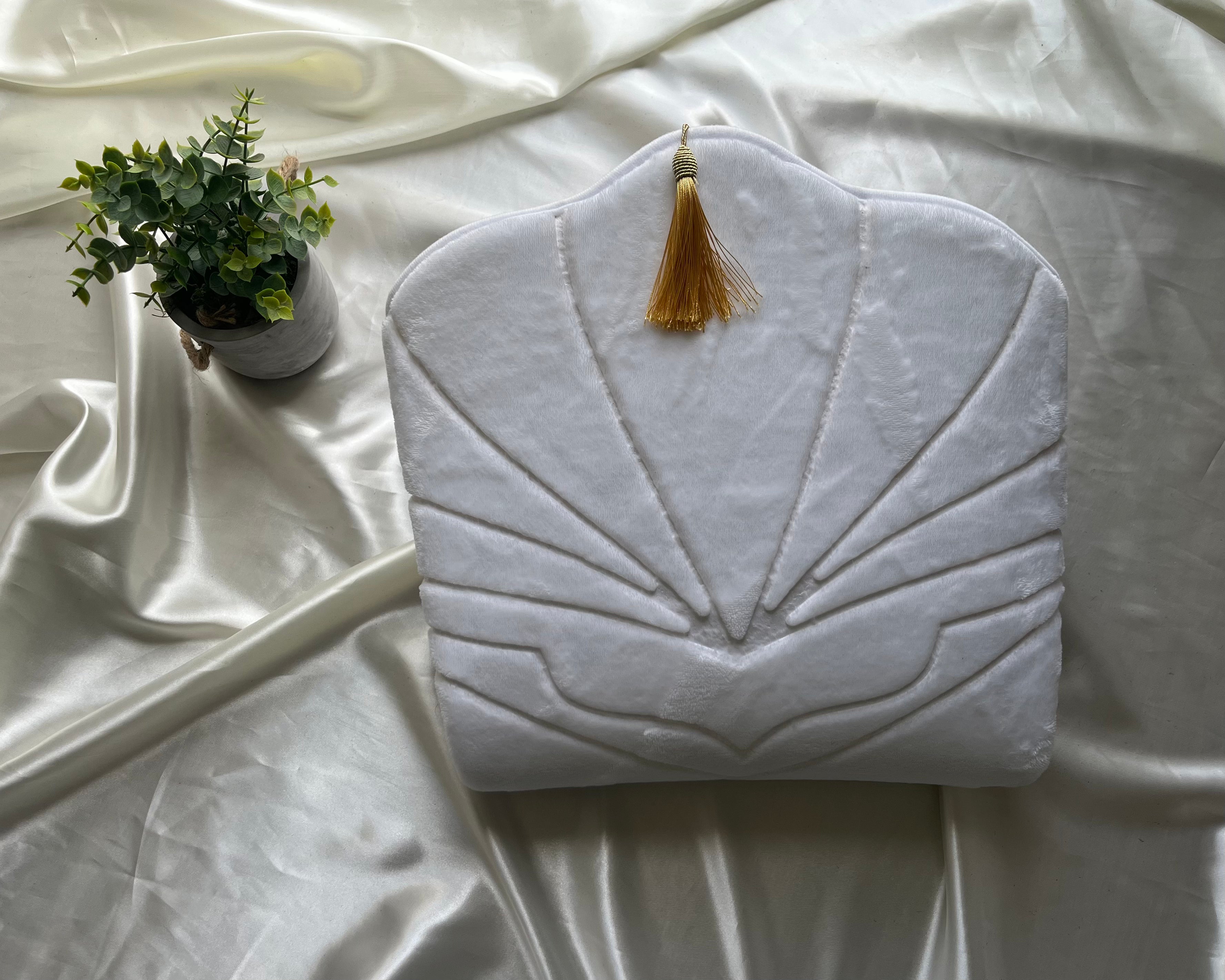 Tapis de prière blanc coquillage personnalisable