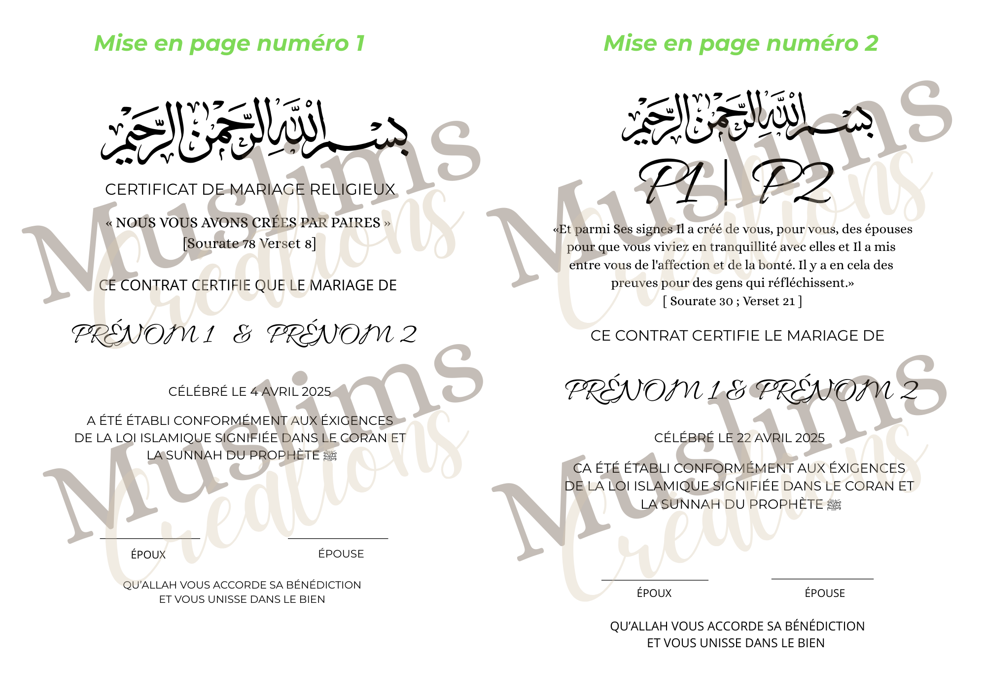 Certificat Nikkah version PDF