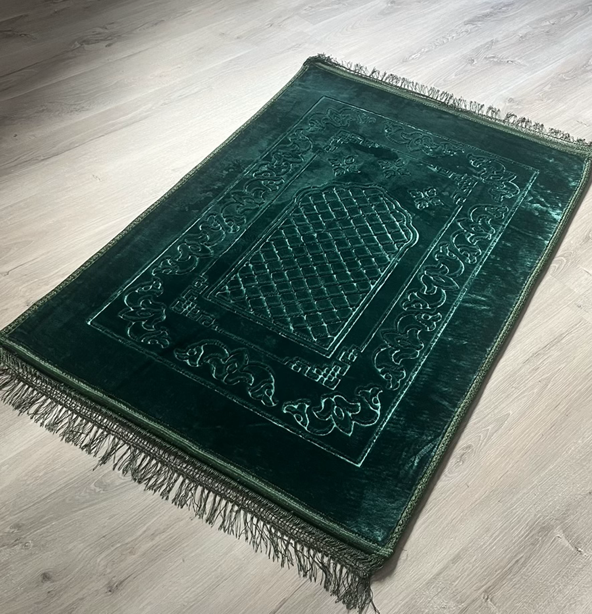 Tapis de prière épais vert personnalisable