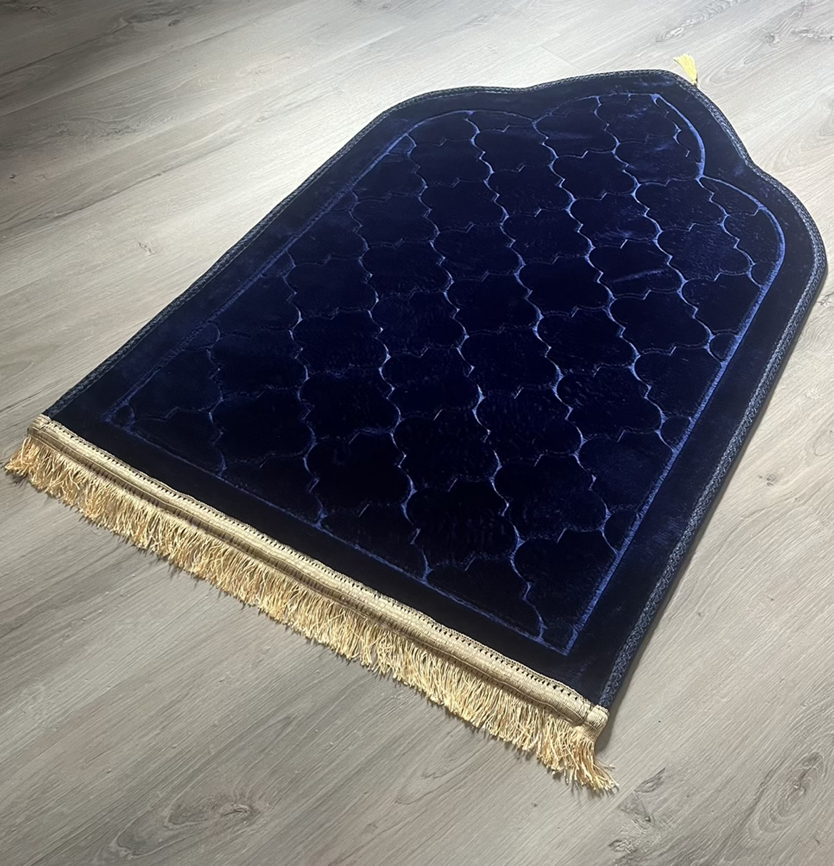 Tapis de prière dôme de luxe bleu nuit personnalisable