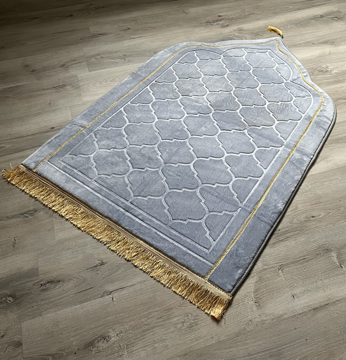 Tapis de prière gris en dôme  XXL personnalisable