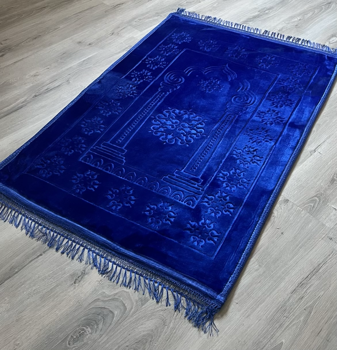 Tapis de prière épais bleu roi personnalisable