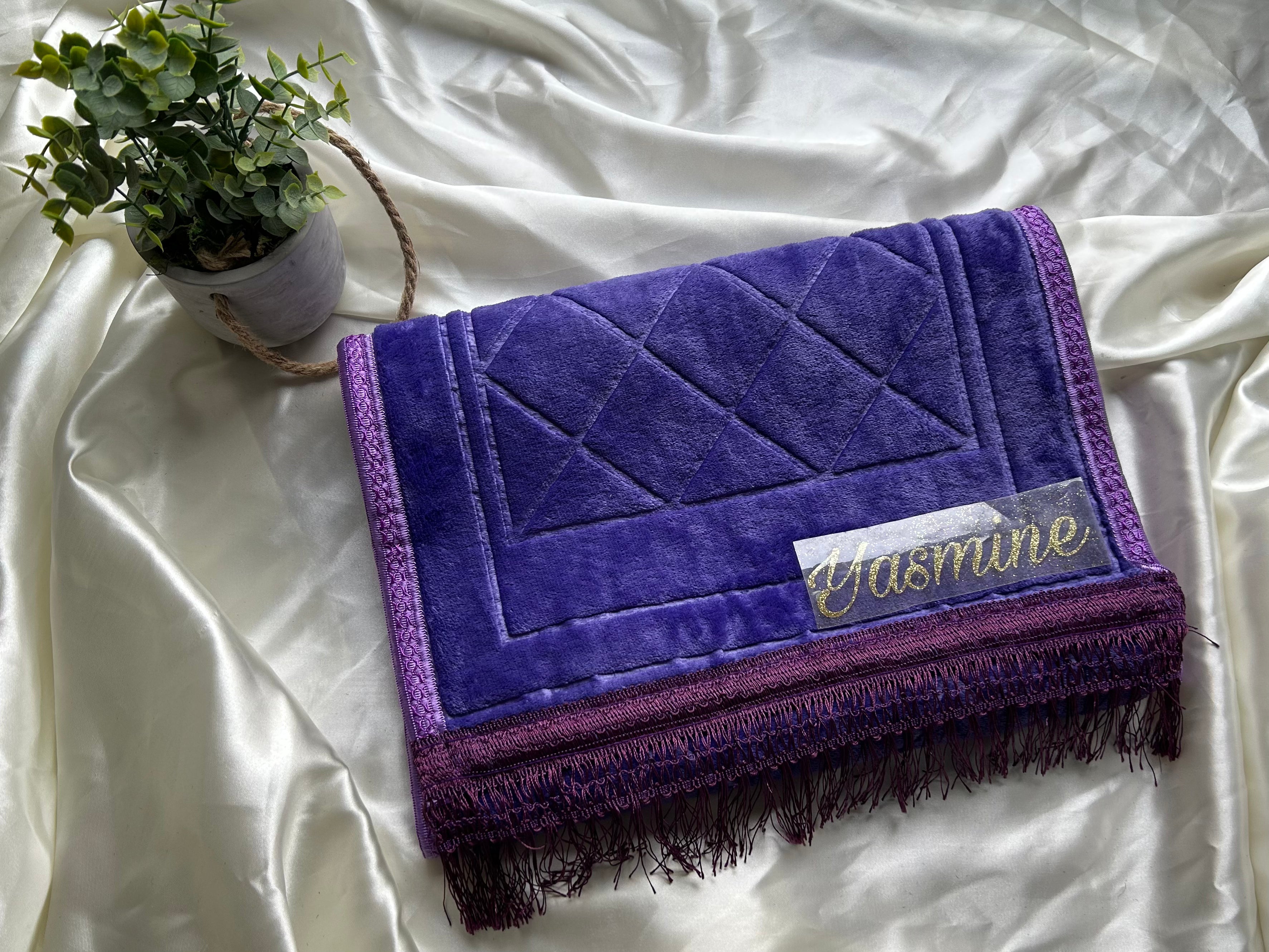 Tapis de prière épais violet pour enfant personnalisable