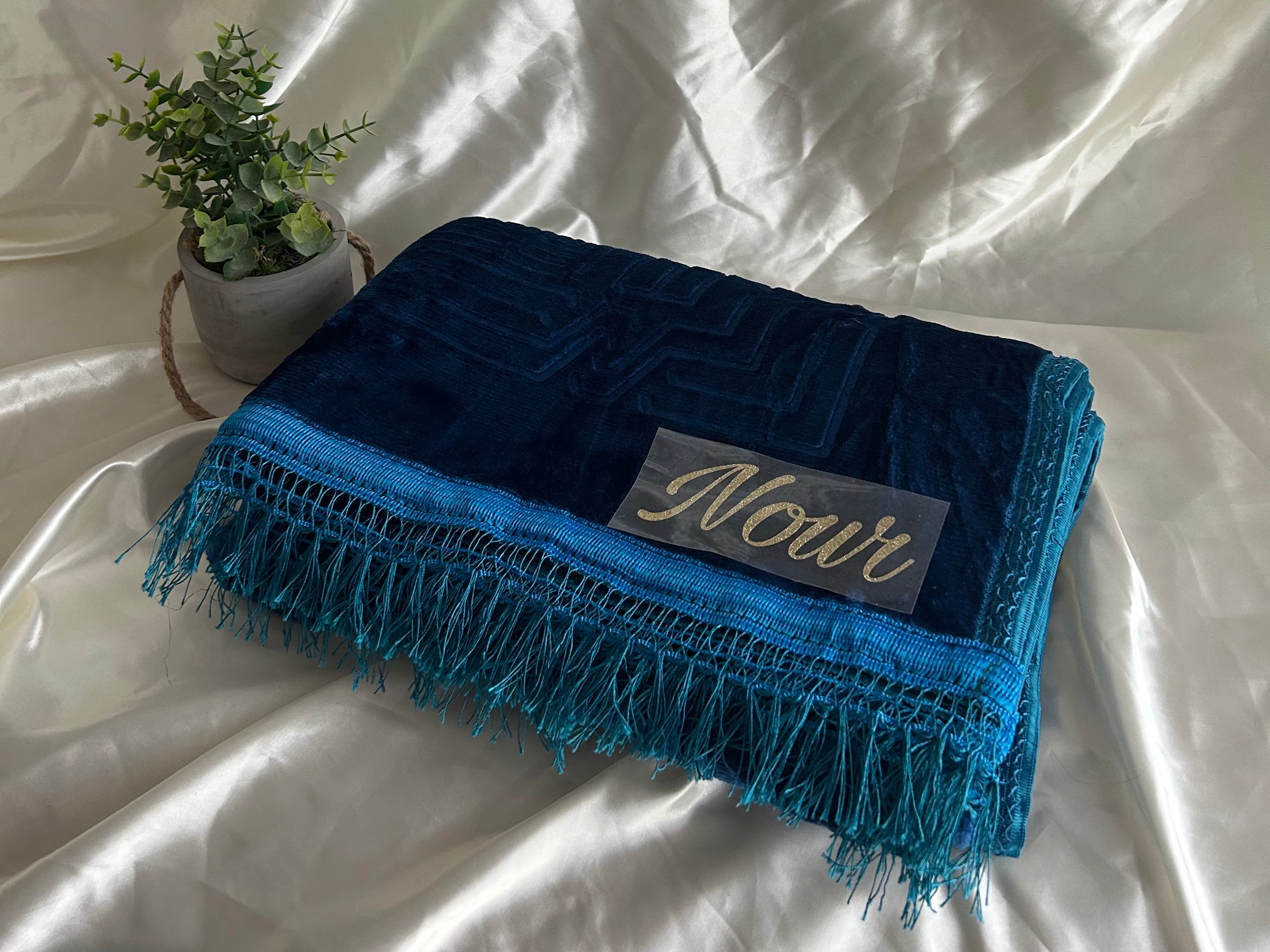 Tapis de prière épais bleu personnalisable