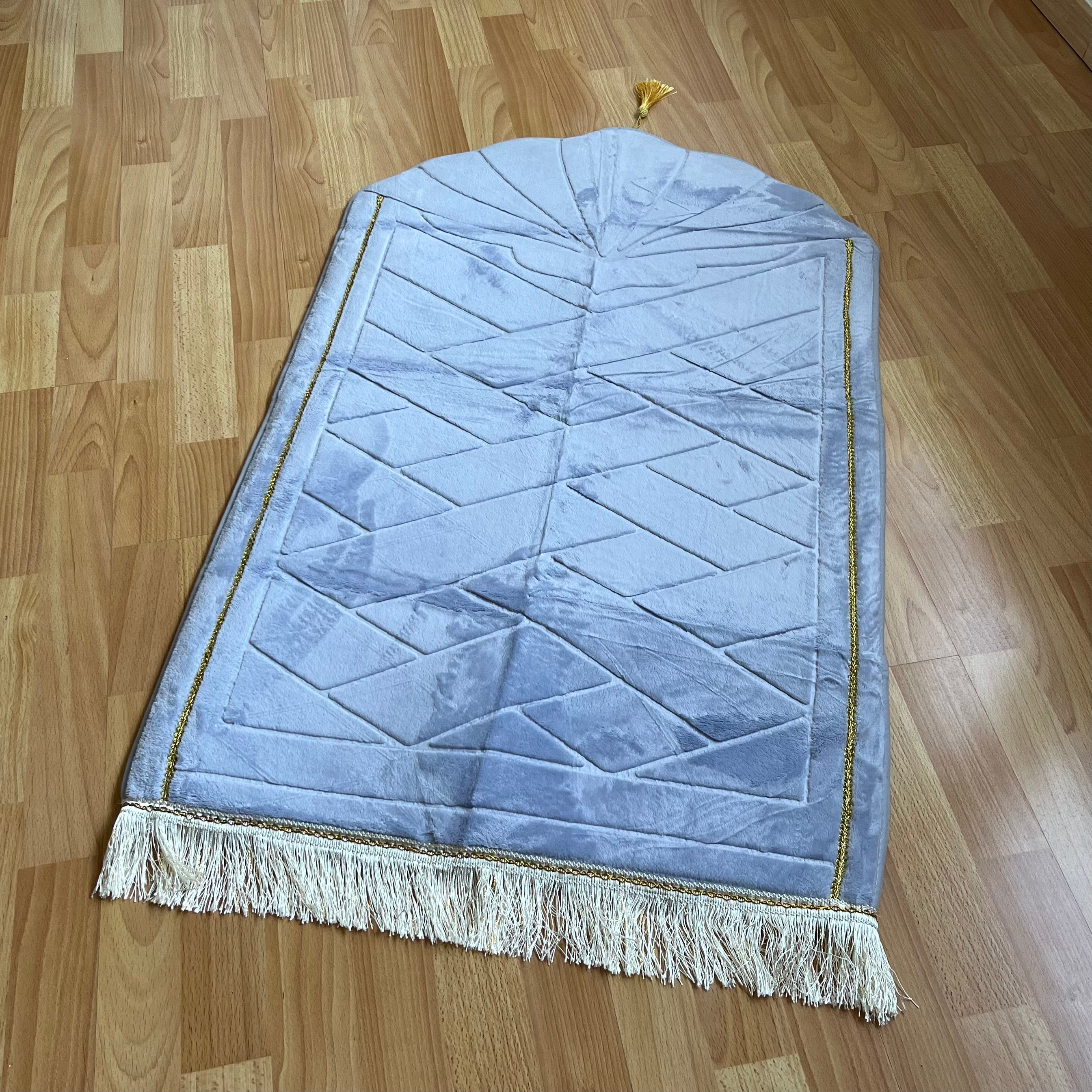 Tapis de prière gris clair coquillage personnalisable