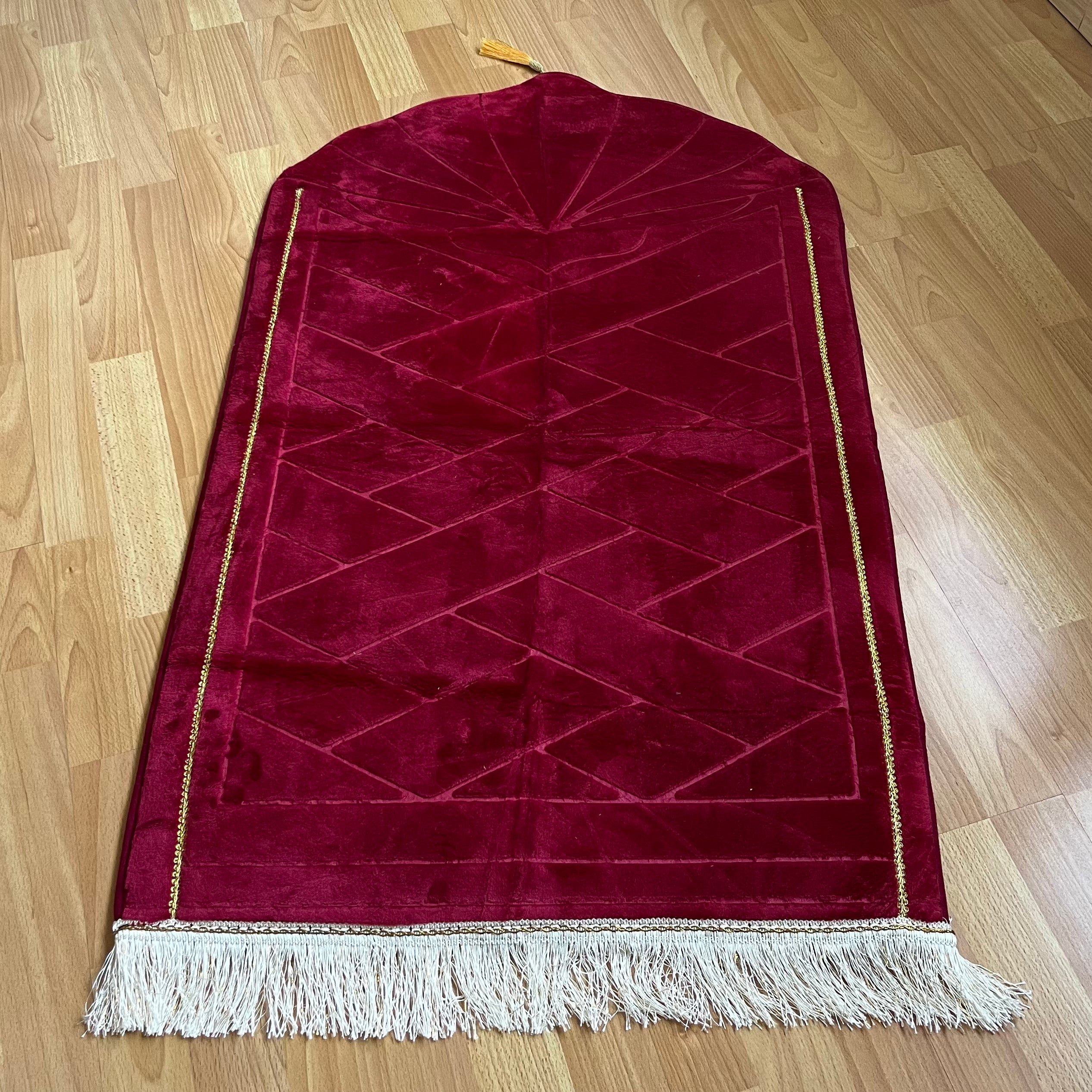 Tapis de prière rouge coquillage personnalisable